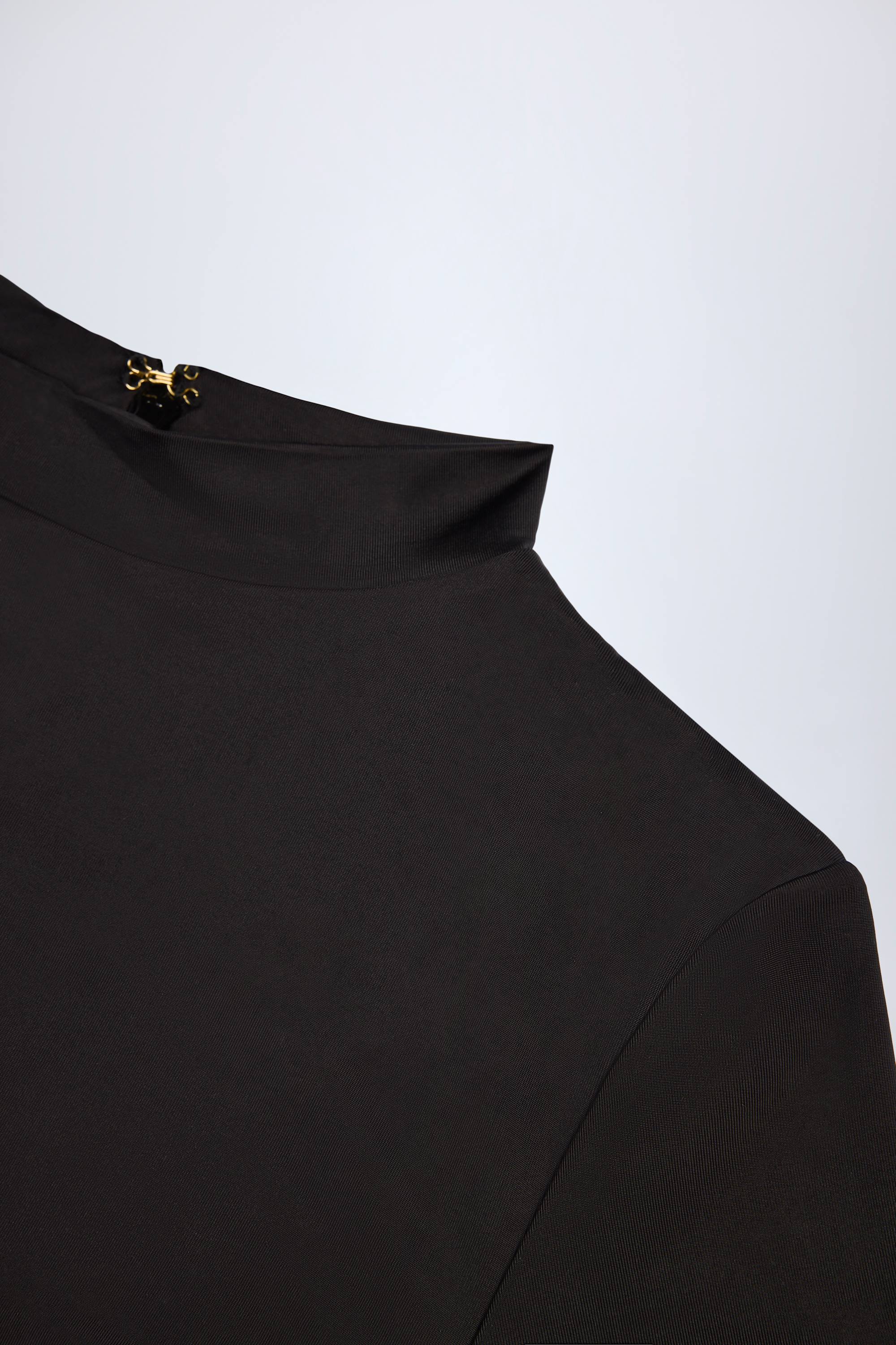 Slinky Jersey Long-Sleeve Playsuit in Black