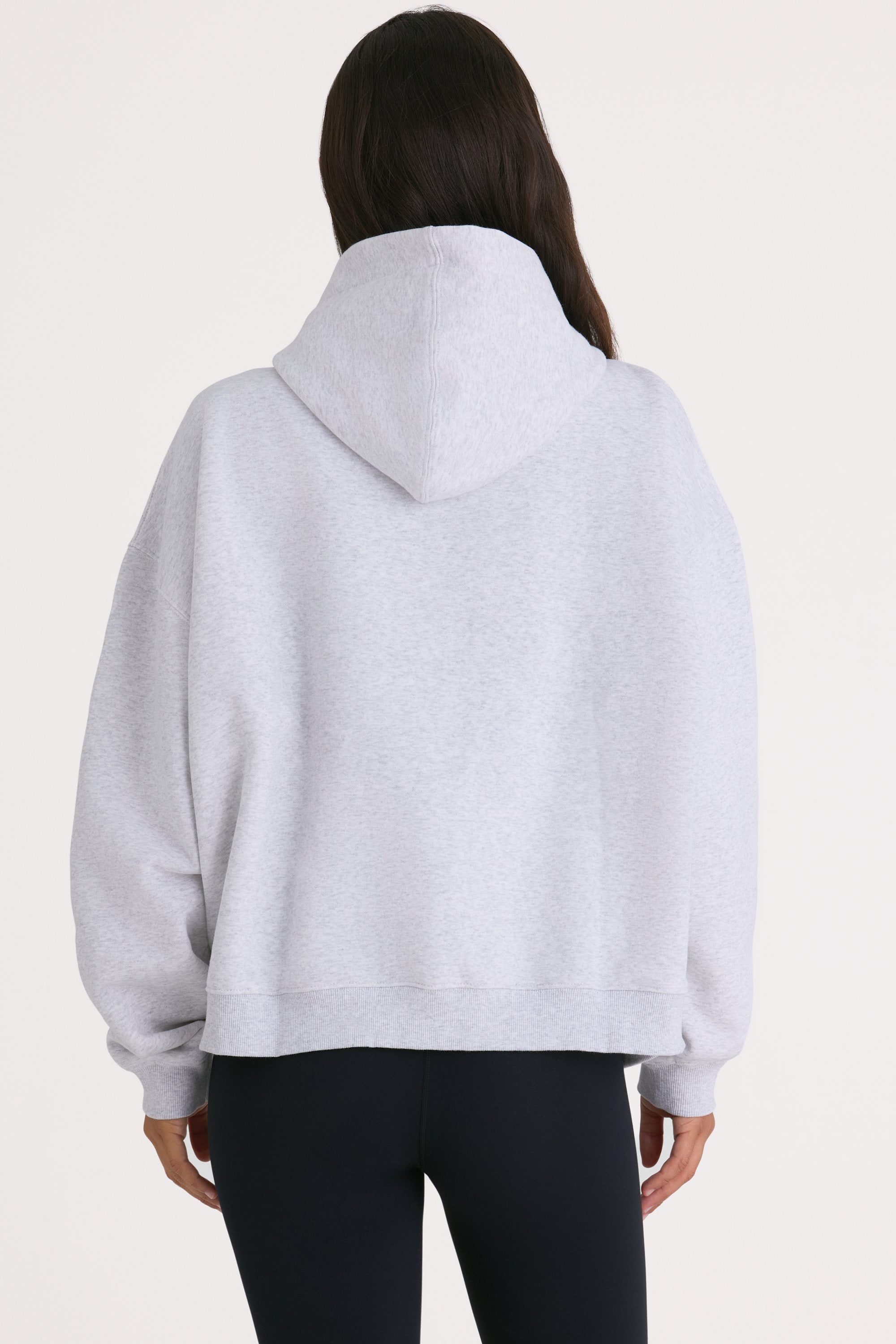 Soft Cotton Fleece Oversized Hoodie in Marl Grey