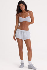 Brushed Jersey Elasticated Mini Shorts in Fog Grey