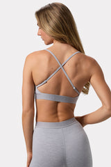 Soft Active Cross-Back Sports Bra in Grey Marl